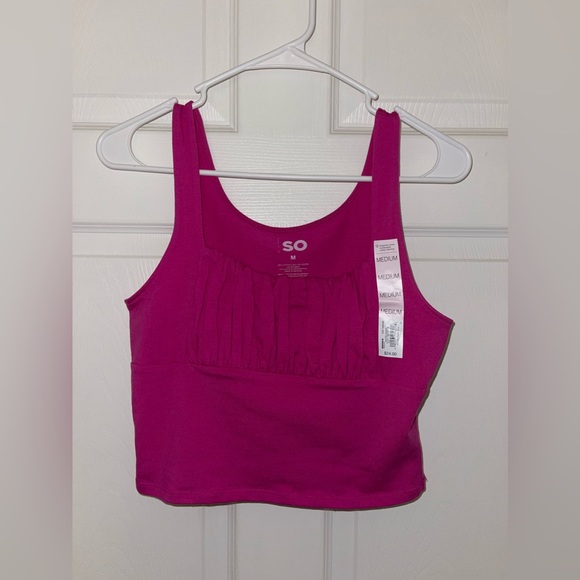 SO® Ruched Front Tank Top- pink- size medium - Picture 2 of 6